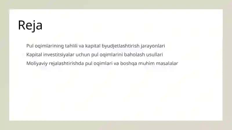 Pul oqimlari va kapital byudjetlashtirishning boshqa masalalari 2