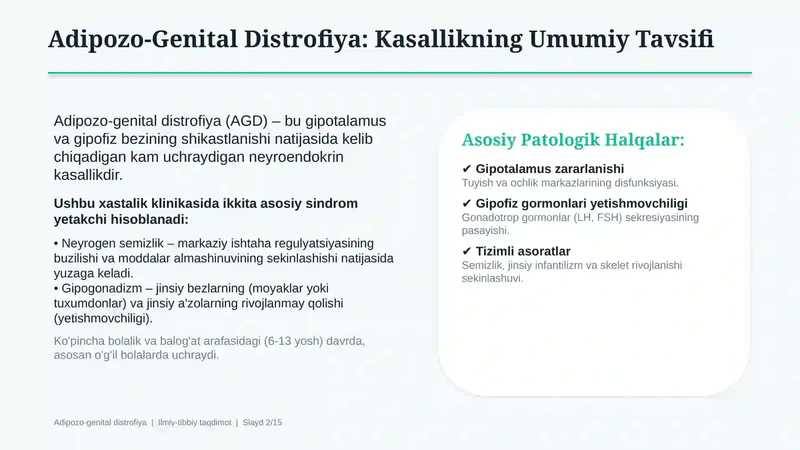 Adipozo-genital distrofiya — 15 slaydli tibbiy taqdimot 2