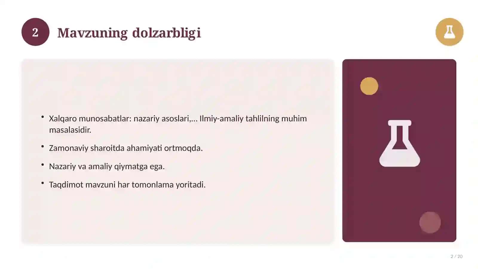 Xalqaro munosabatlar: nazariy asoslari, integratsion yondashuvda (Magistrlik dissertatsiyasi mavzusi) 2