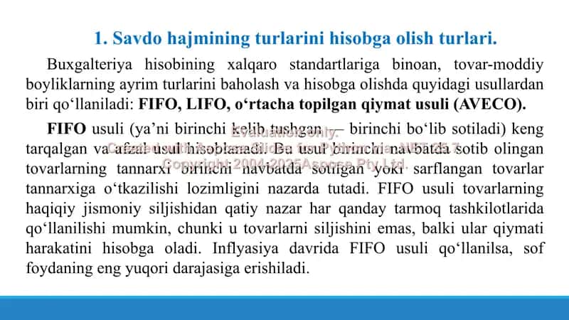 Dorixonalarda savdo hajmining turlarini hisobga olish. Taqdimot 16 bet. 2
