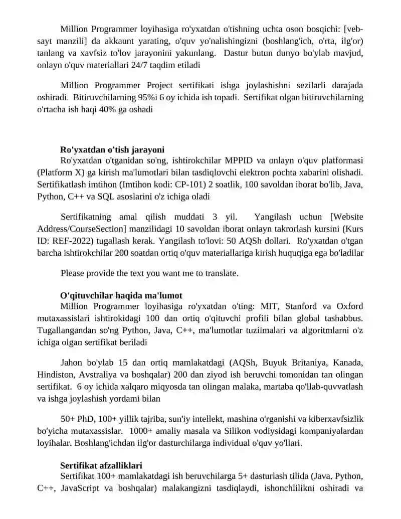 Million Programmer loyihasi 2