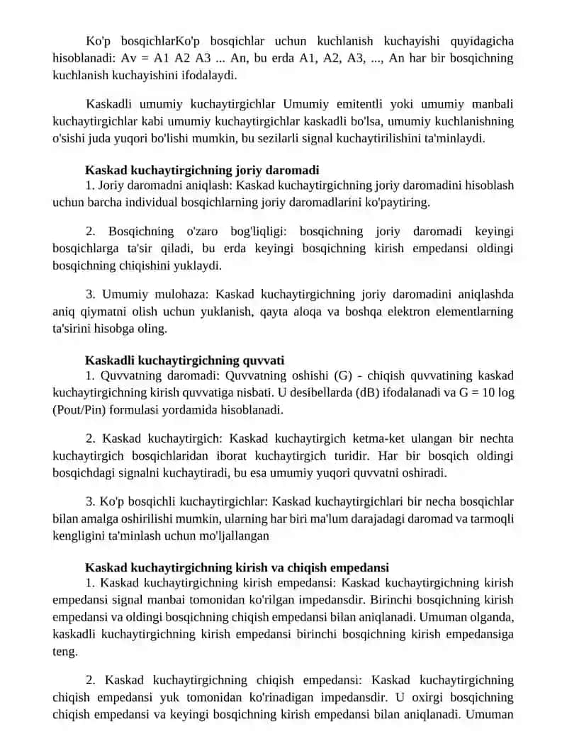 KoʻP Kaskadli Kuchaytirgichlar 2