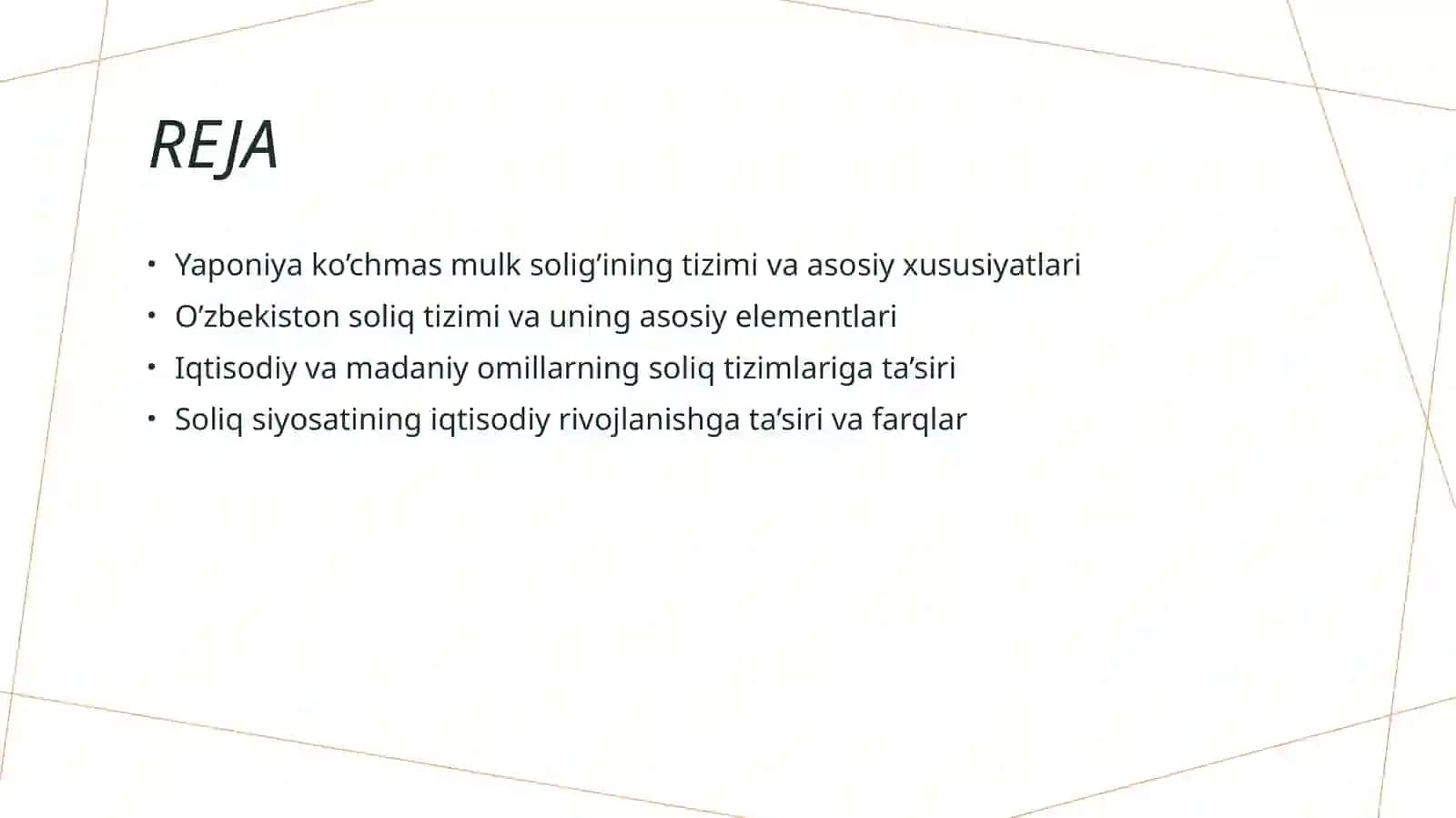 Yaponiya ko’chmas mulk solig’ini va O'zbekiston soliq tizimi bilan oxshashlik va farqli jihatlari 2