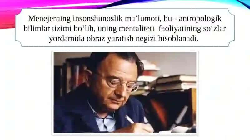 Ta'lim sohasi menejerining insonshunoslik bo'yicha ma'lumoti 2