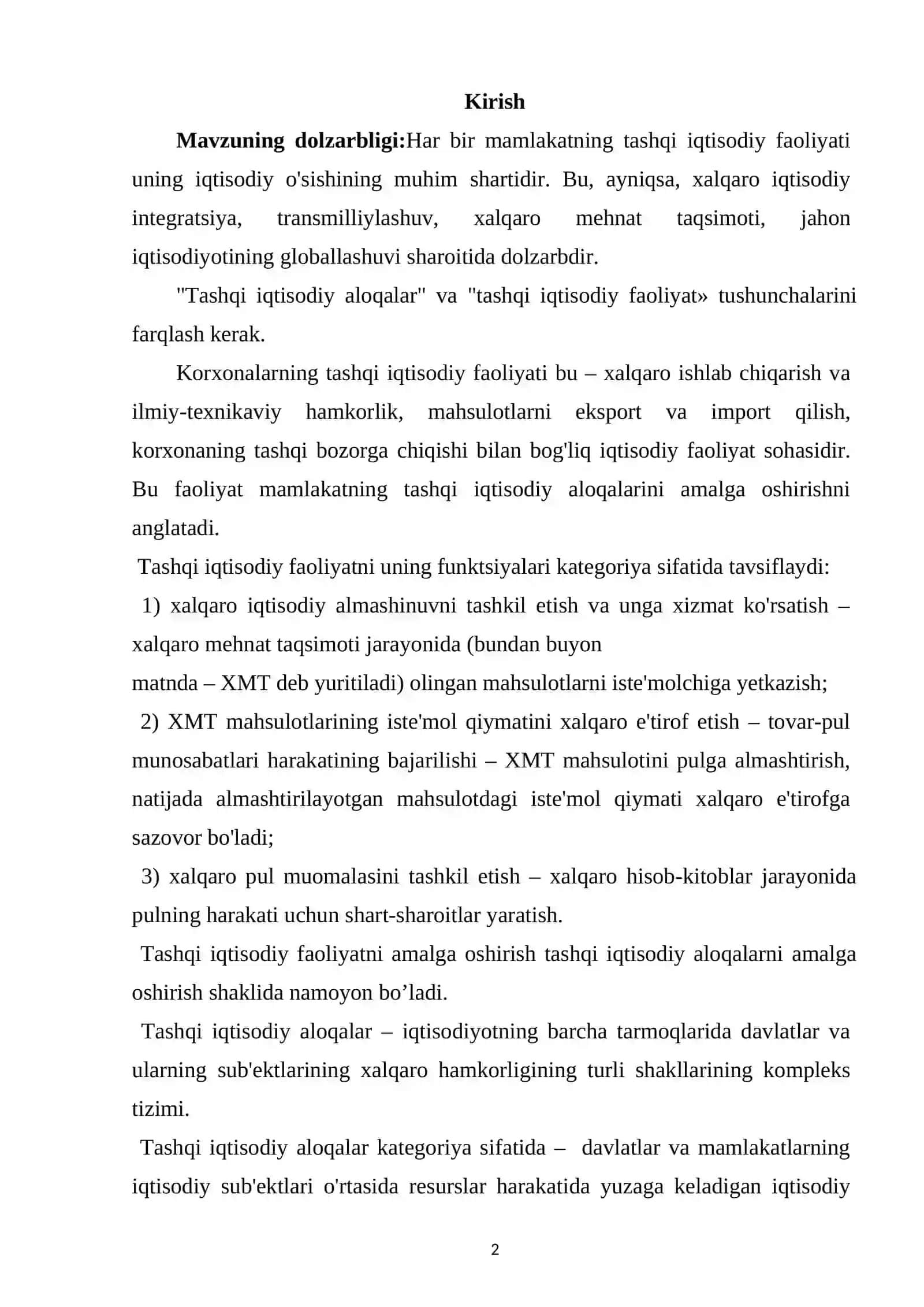 O'zbekiston Respublikasining tashqi savdosiyosati 2