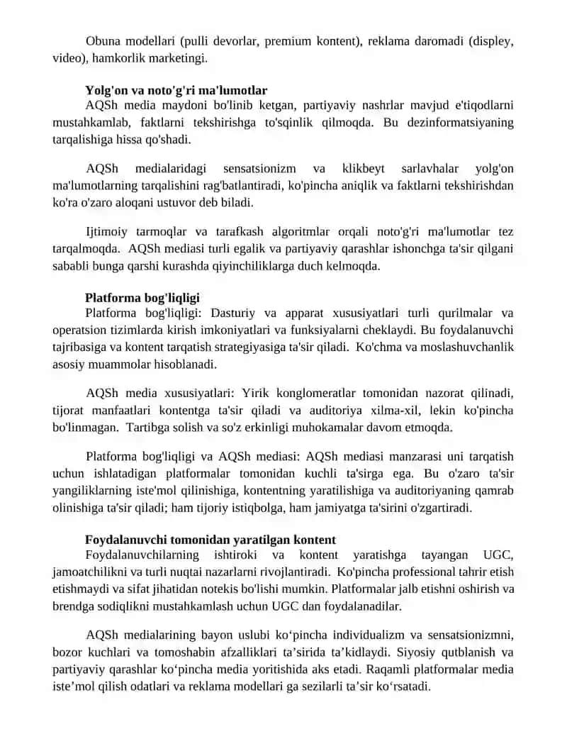 AQSH mediatalimi ôziga xosliklari 2