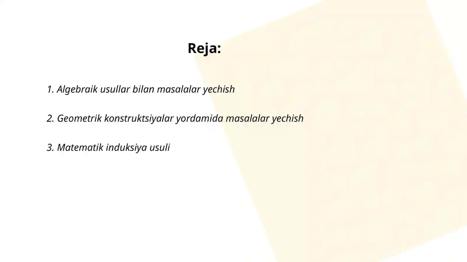 Algebraik usullar bilan masalalar yechish 2