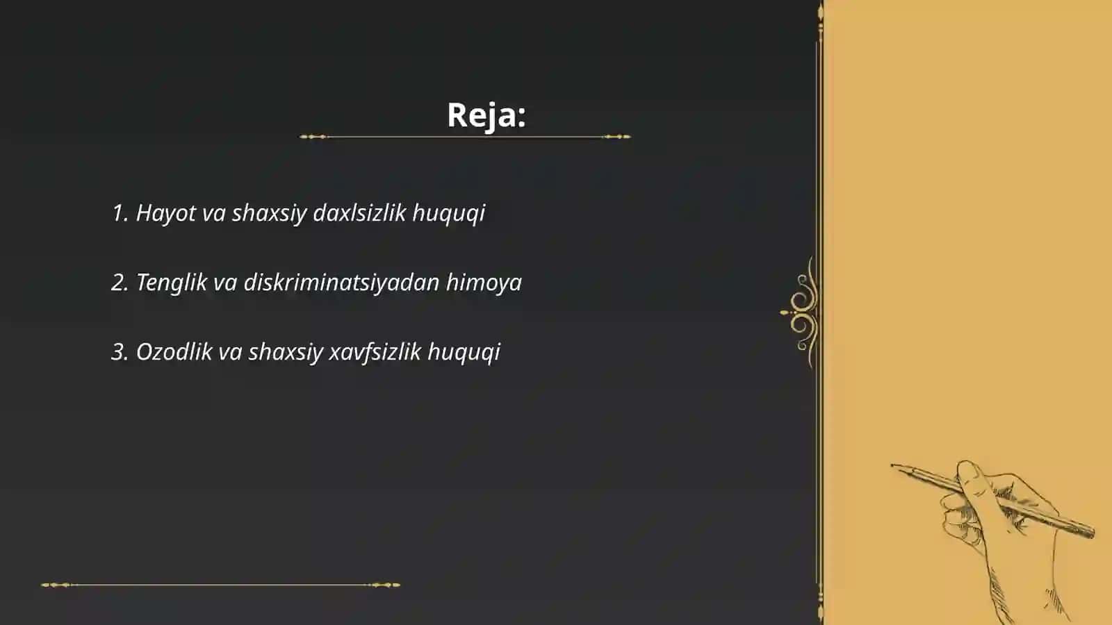 Inson va fuqarolarning asosiy huquqlari va erkinliklari 2