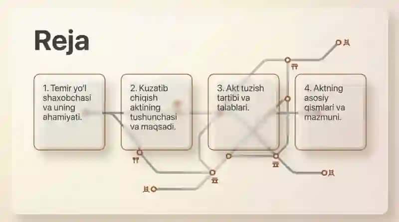 Temir yoʻl shaxobchasini kuzatib chiqish aktini tuzish 2