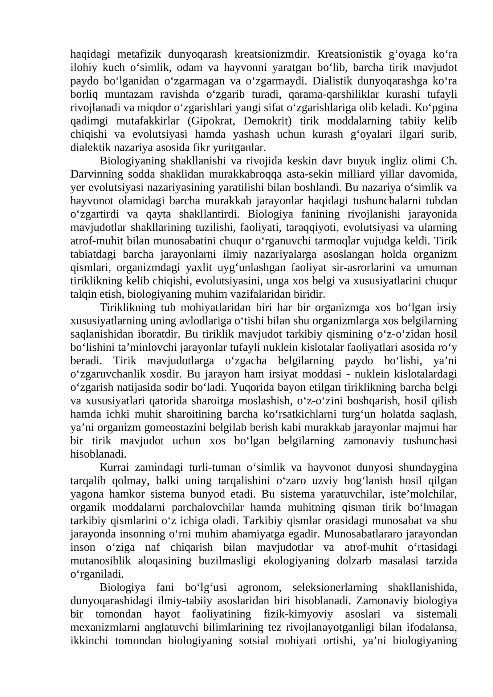 Biologiya fanining vazifasi, o‘rganadigan sohalari va uslublari 2