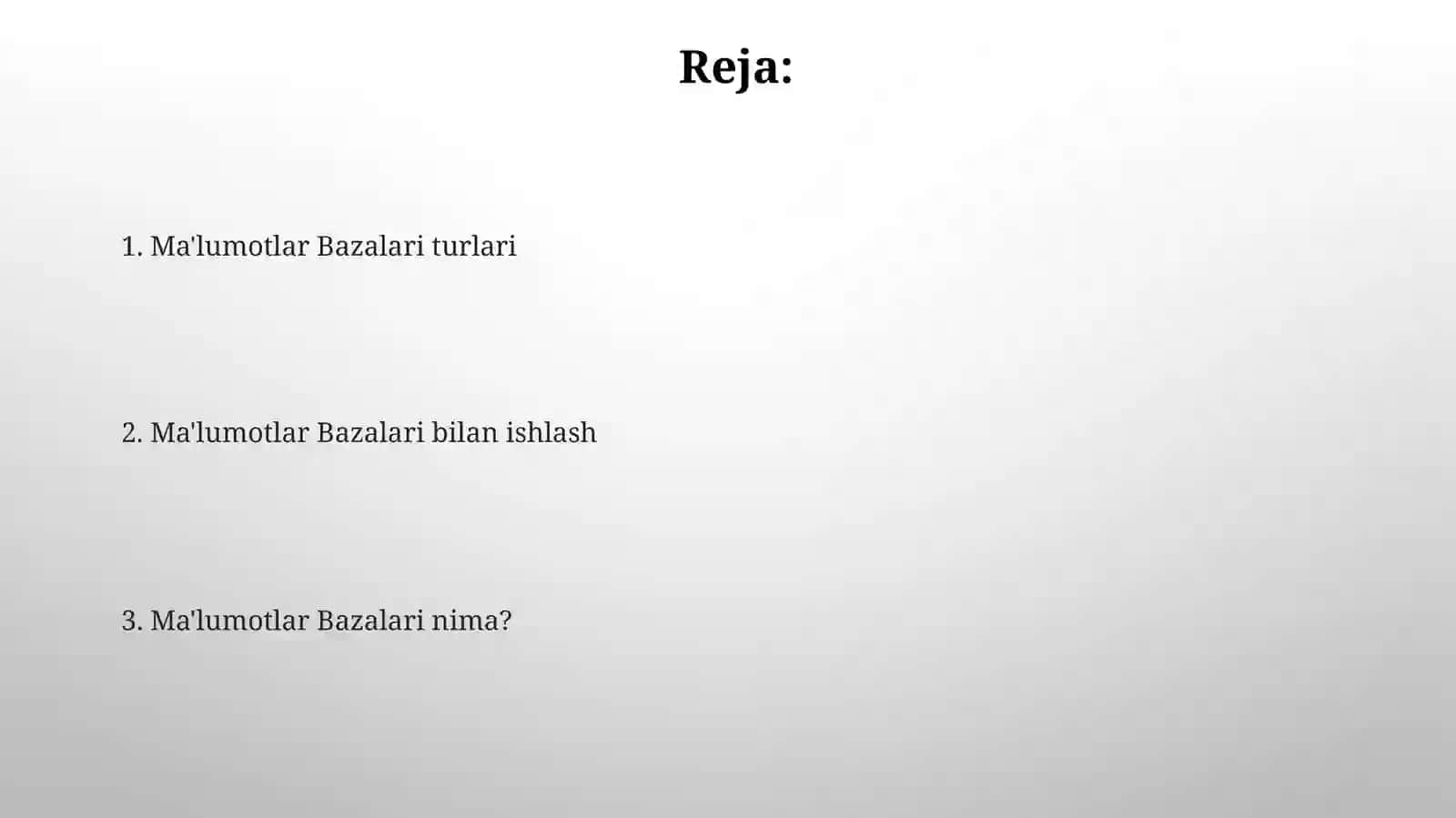 Ma'lumotlar bazasini boshqarish tizimlari (DBMS) 2