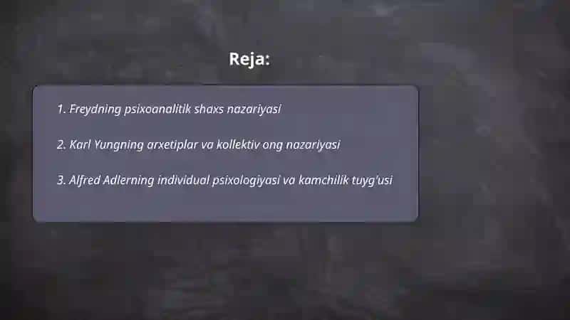 Chet el psixologiyasida shaxs nazariyalari 2