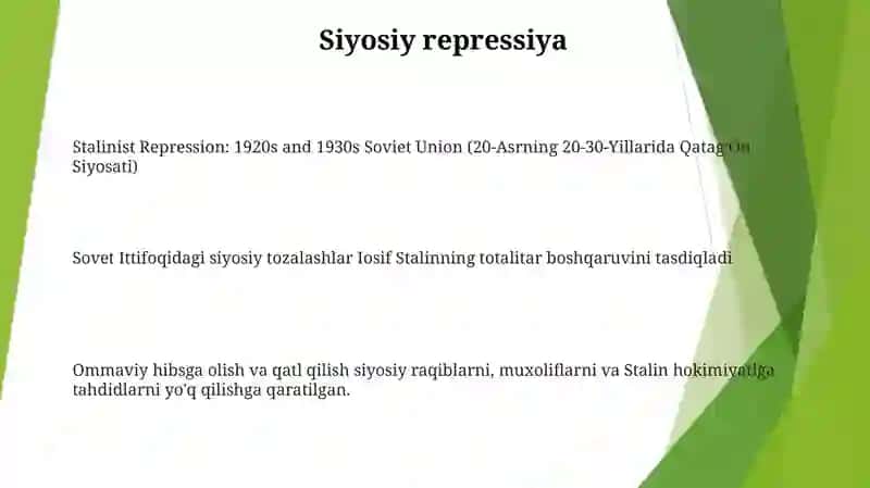 Stalinist Repression: 1920s and 1930s Soviet Union (20-Asrning 20-30-Yillarida QatagʻOn Siyosati) 2