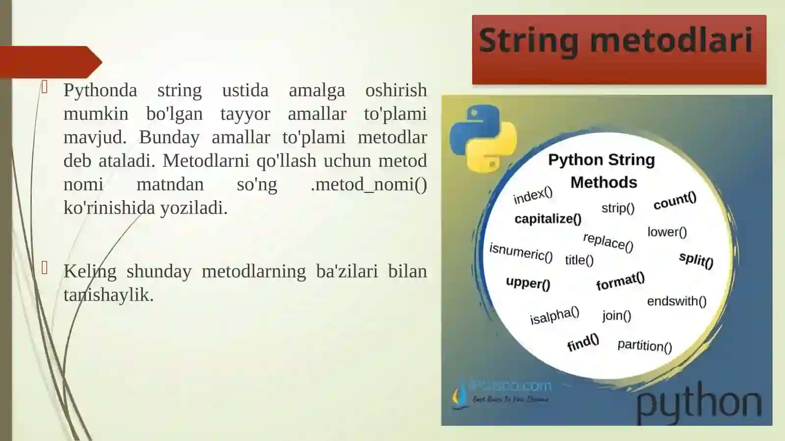 Pythonda sriting moduli bilan ishlash 2