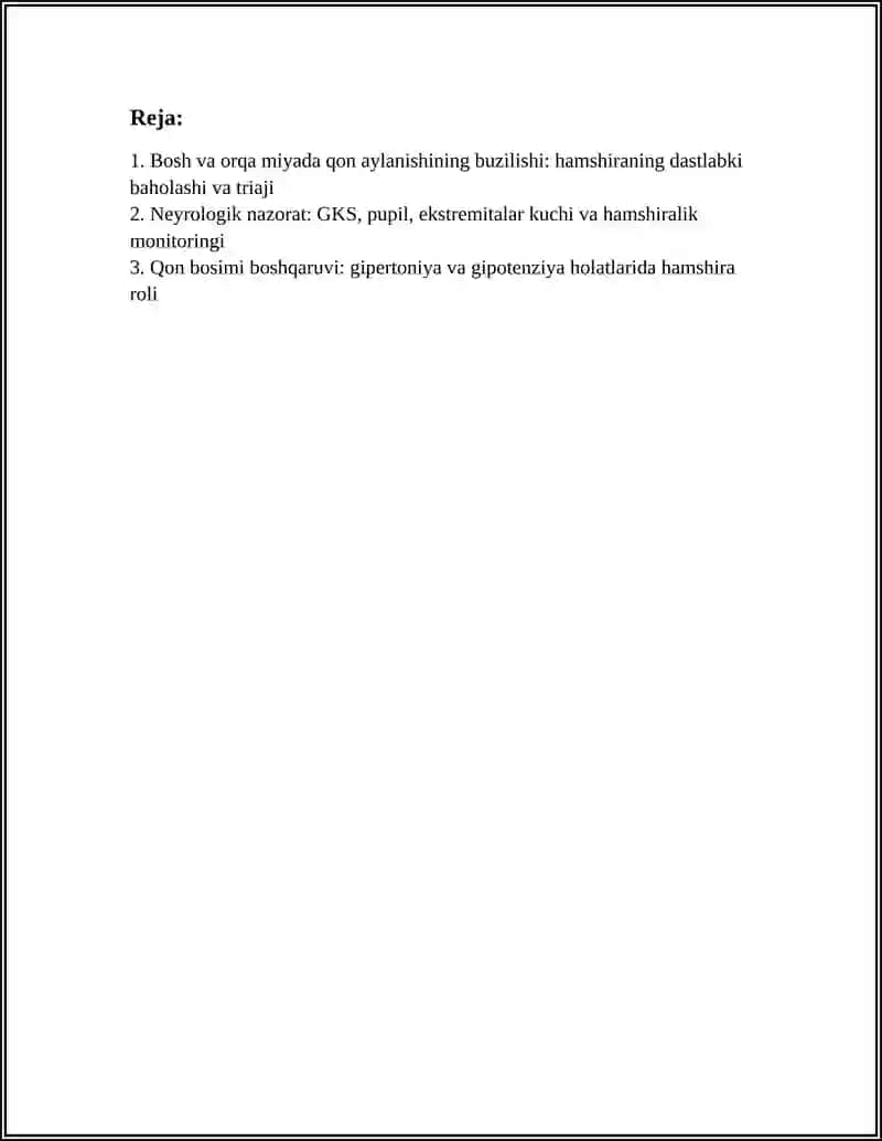 BOSH VA ORQA MIYADA QON AYLANISHINING BUZILISHIDA HAMSHIRALIK ISHI 2