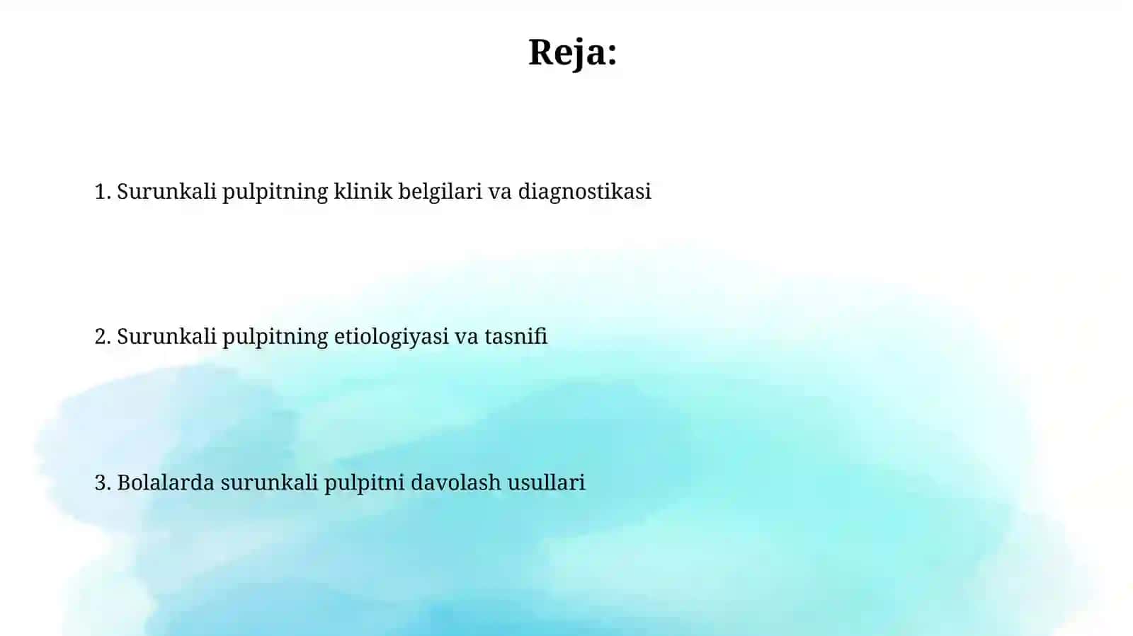 Surunkali pulpitning tanqisai va davolash usullari 2