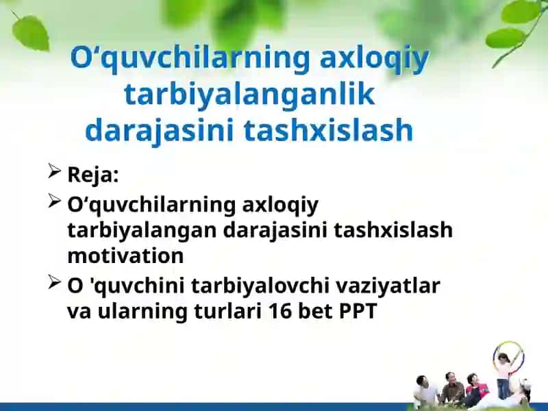 Oʻquvchilarning aqliy tarbiyalanganlik darajasini tashxislash 2