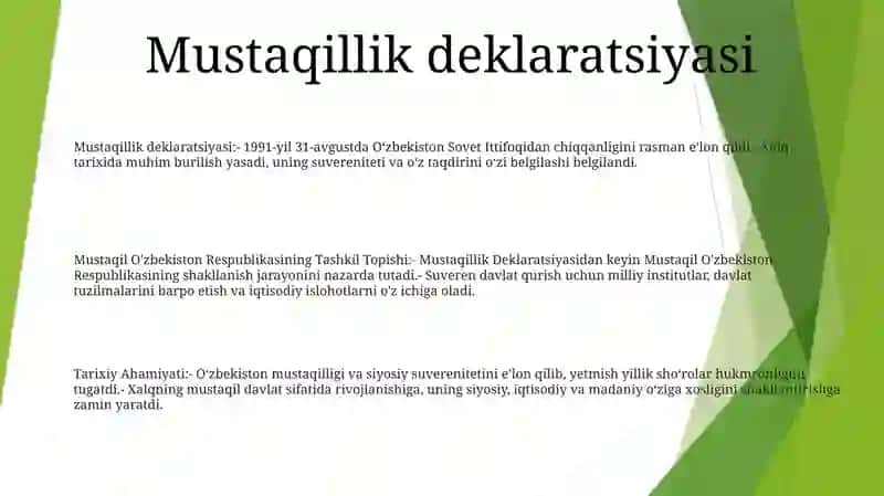 Mustaqil O'Zbekiston Respublikasining Tashkil Topishi Va Uning Tarixiy Ahamiyati 2