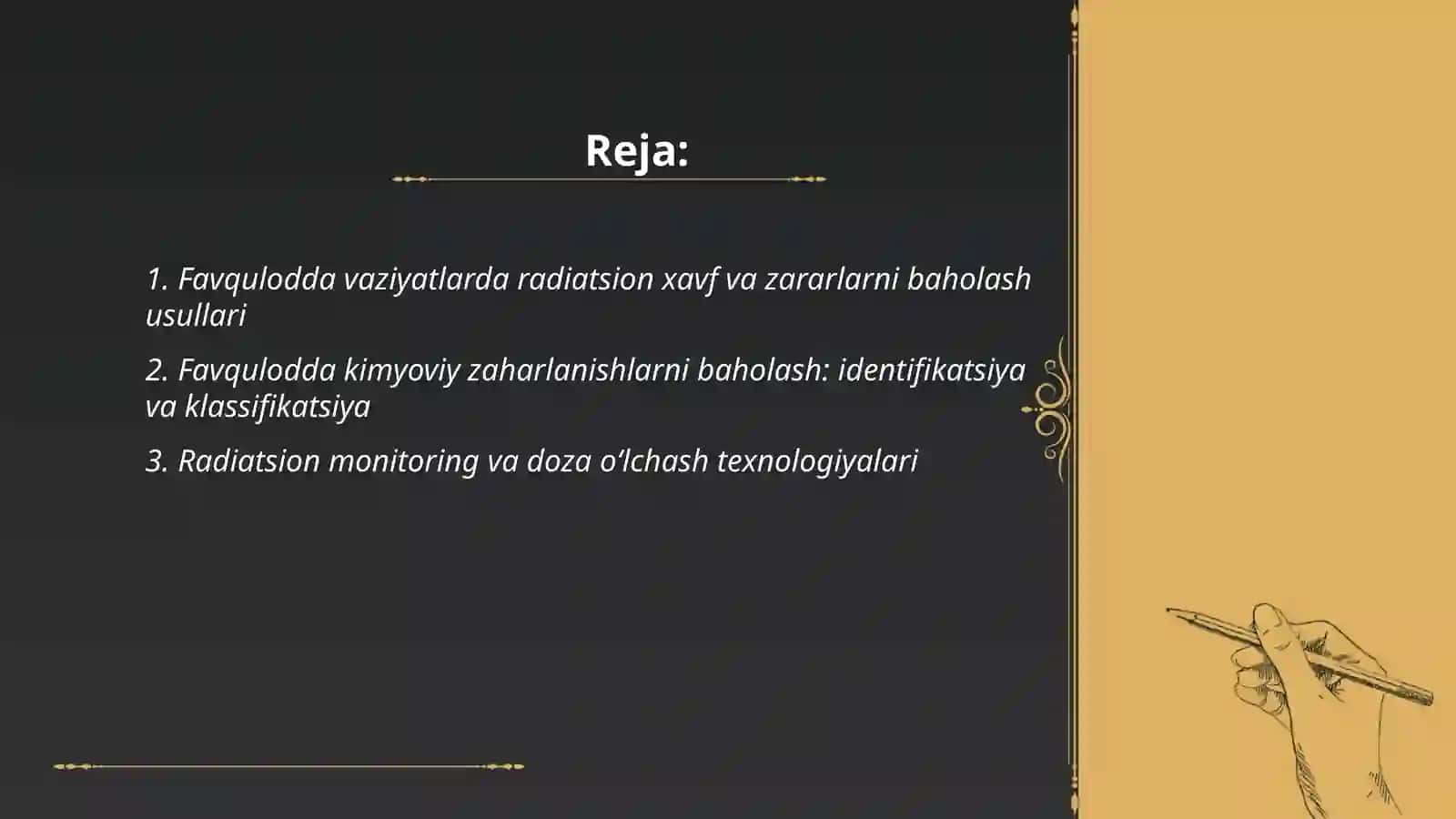 Favqulodda vaziyatlarda radiatsion, kimyoviy vaziyatlarni baholash 2