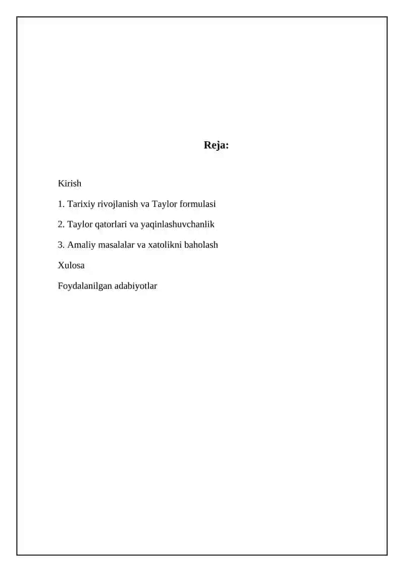 Darajali qatorlar teylor formulasi va teylor qatori 2