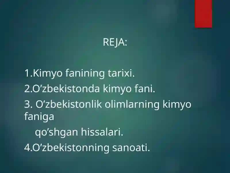 Kimyoning rivojlanishi 2