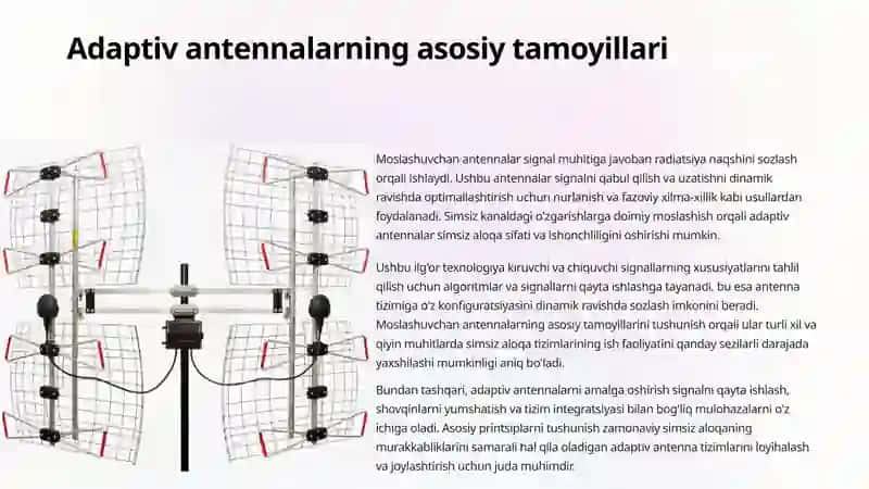 Simsiz aloqa tizimlarida ishlatiladigan adaptiv antennalar texnologiyalari 2