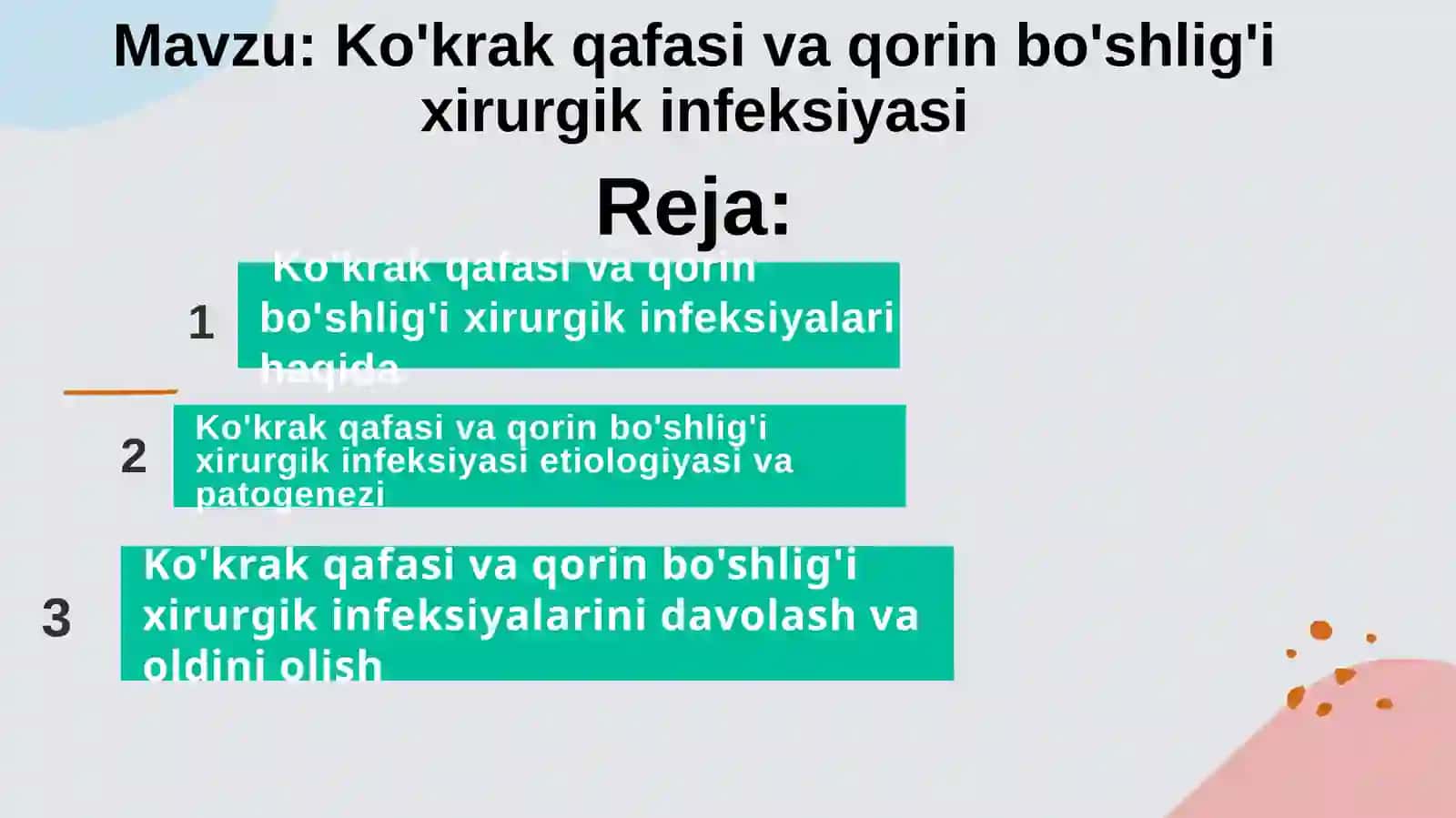 Ko'krak qafasi va qorin bo'shlig'i xirurgik infeksiyasi 2