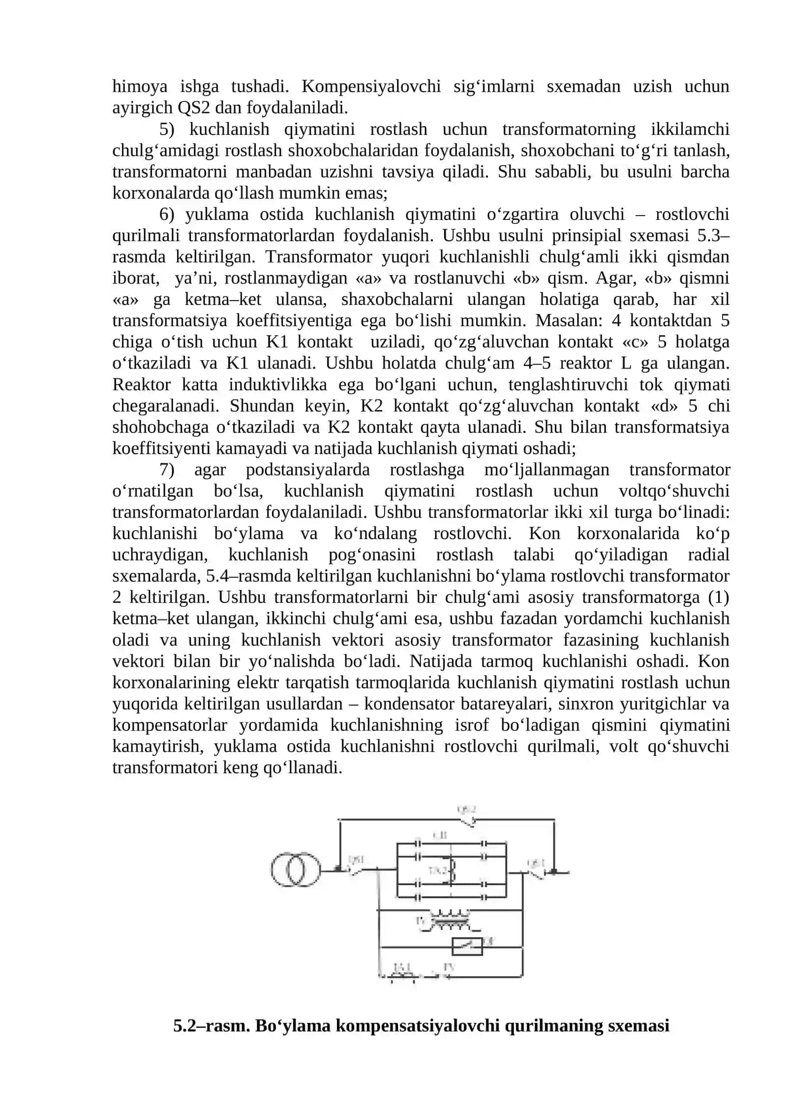 Elektr ta’minoti tizimida kuchlanish qiymatini rostlash usullari va vositalari 2
