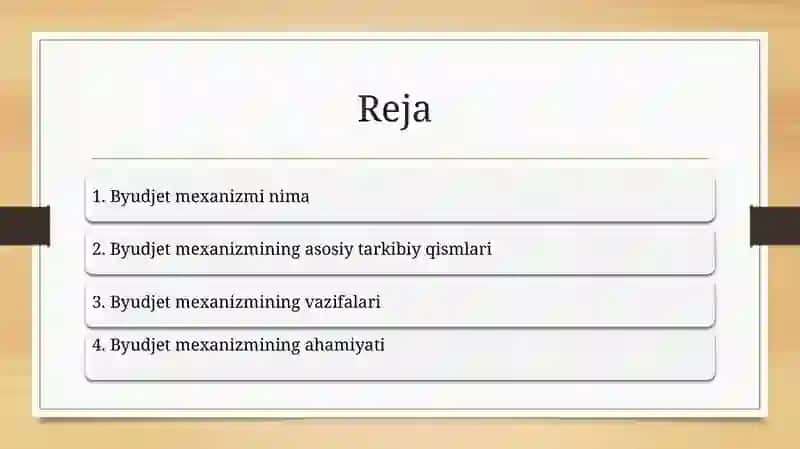 Taqdimot Byudjet mexanizmi tushunchasi 2