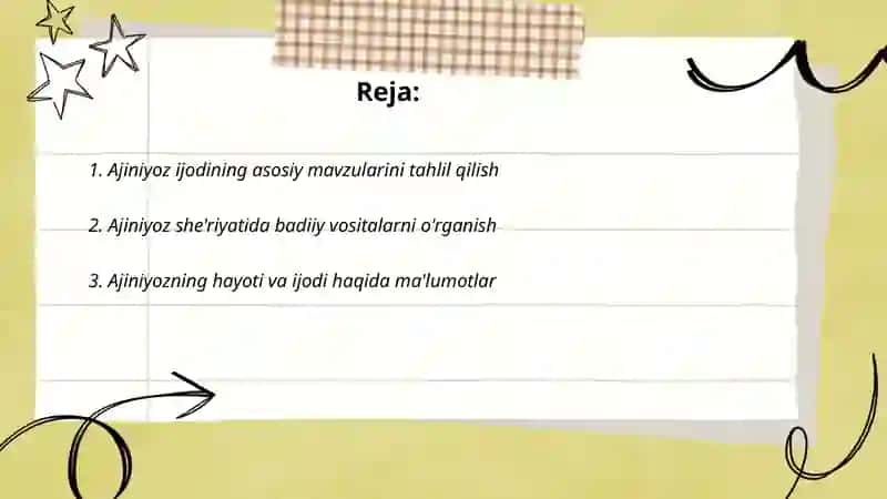 Ajiniyoz ijodini oʻrgatish usullari 2