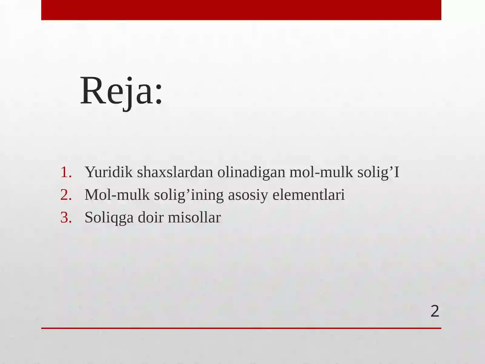 YURIDIK SHAXSLAR MULK SOLIG'I ELEMENTLARI(MISOLLAR BILAN) 2