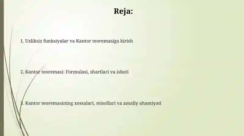 Tekis uzluksizlik. Kantor teoremasi 2