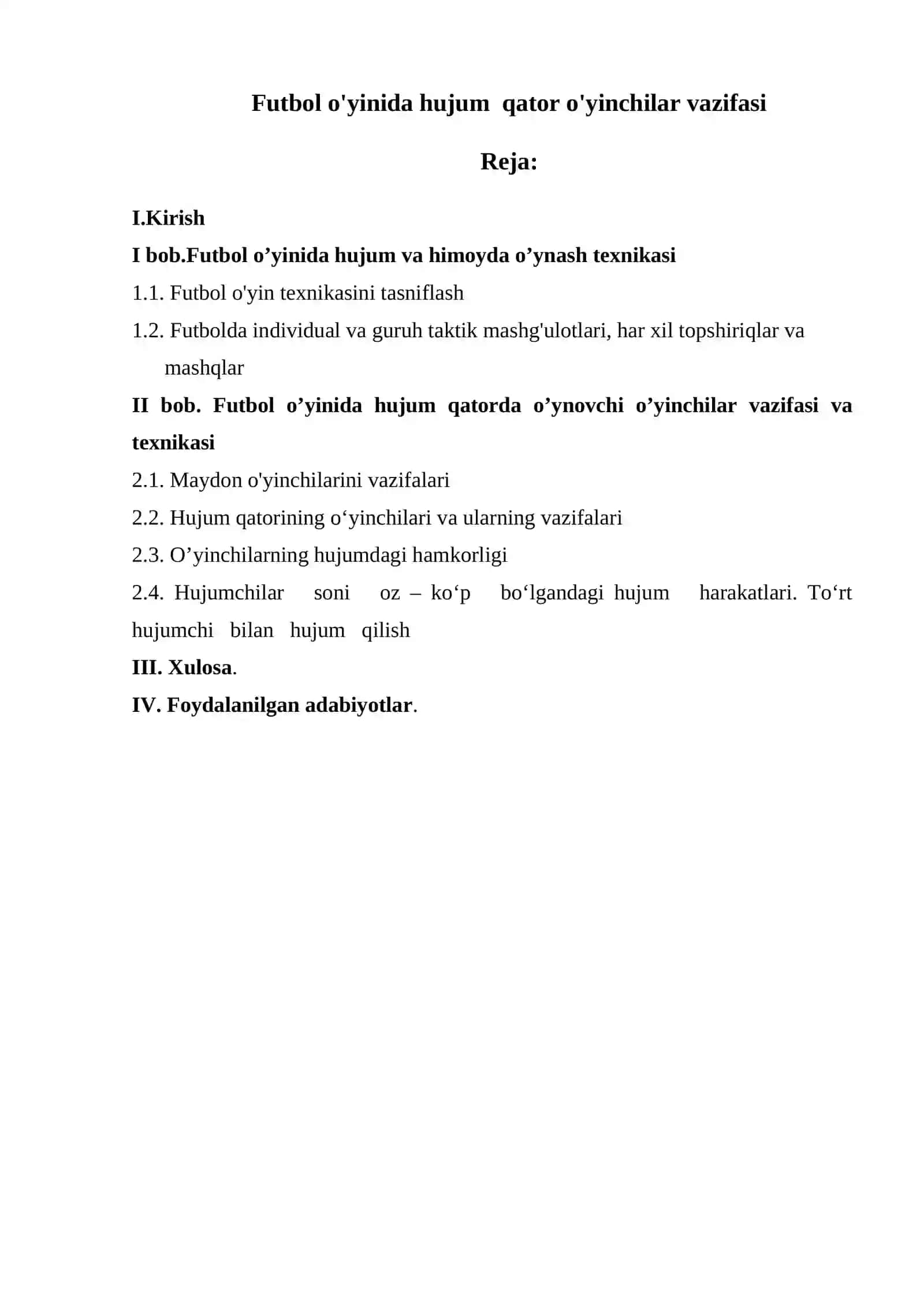 Hujum qator o'yinchilar vazifasi 2