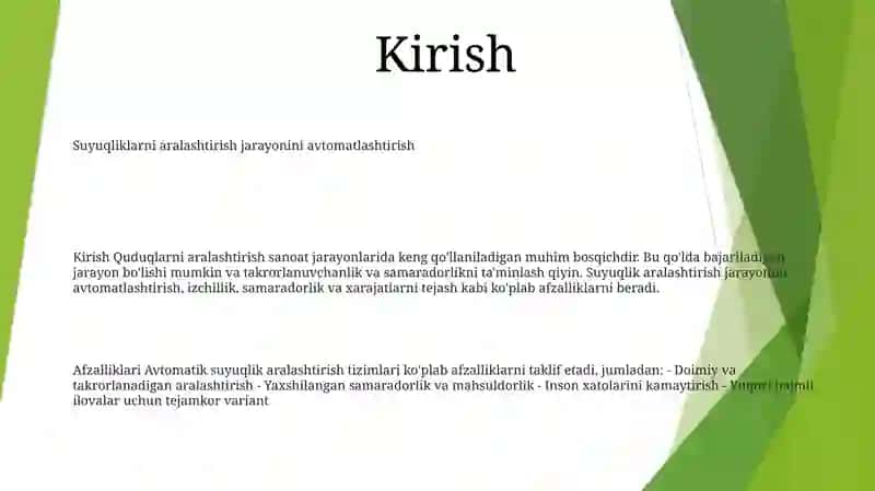 Suyuqliklarni Aralashtirish Jarayonini Avtomatlashtirish 2