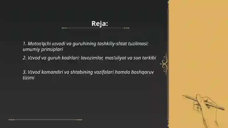 Motoo‘qchi vzvodi va guruhining tashkiliy-shtat tuzilmasi 2