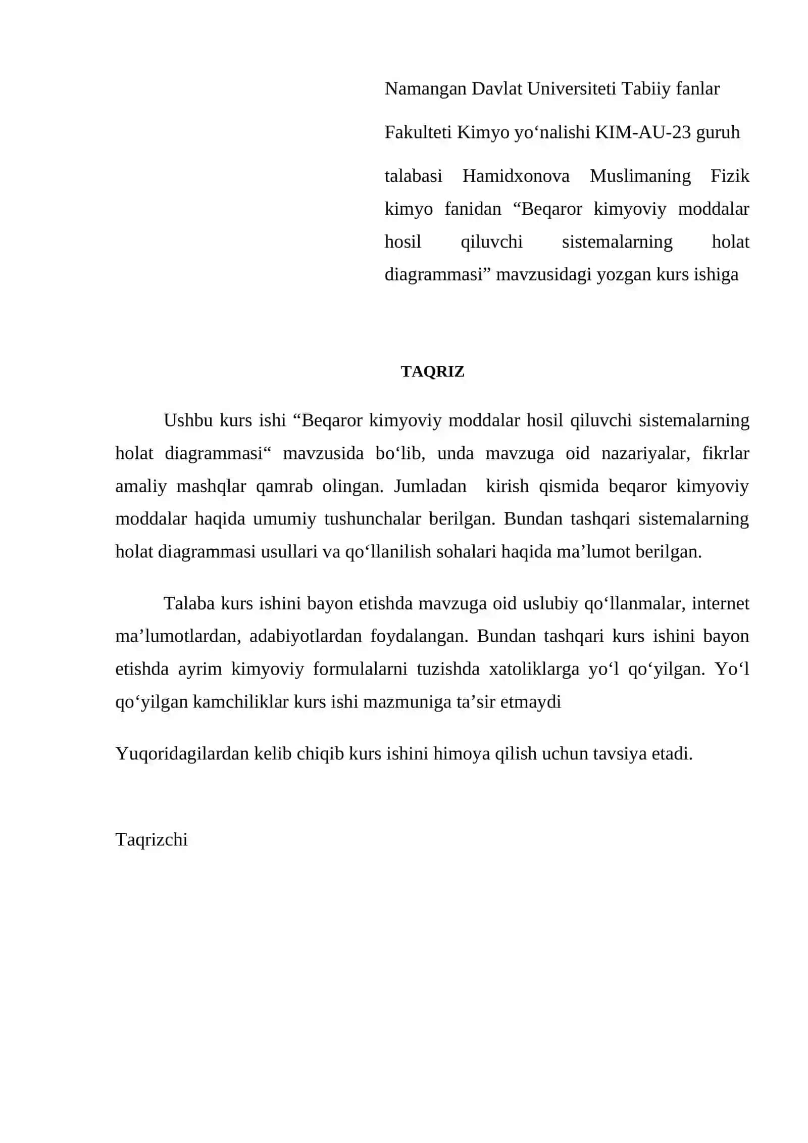 Beqaror kimyoviy moddalar hosil qiluvchi sistemalarning xolat diagrammalari 2