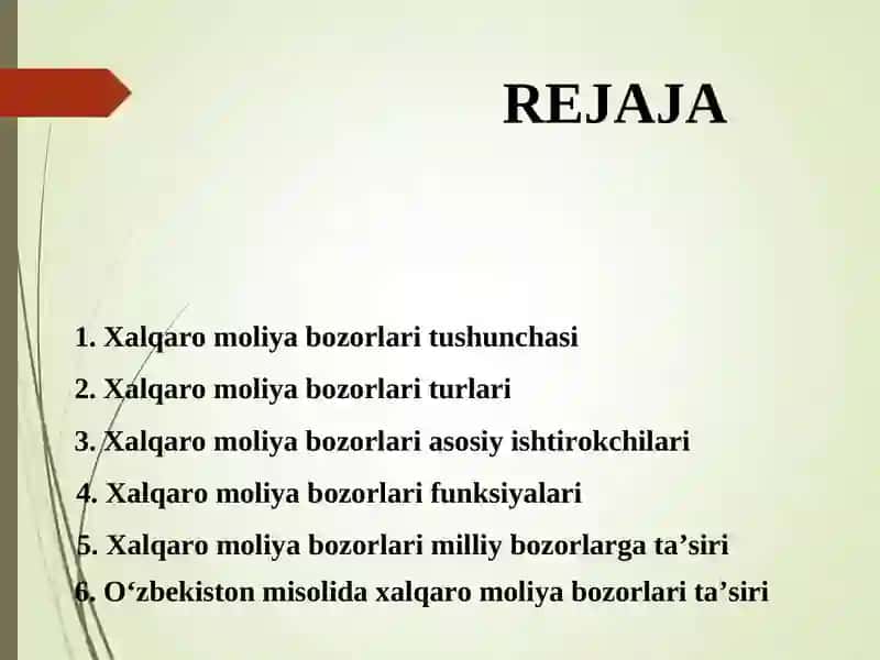 Xalqaro moliya bozorlari va ularning milliy bozorlarga ta’siri 2