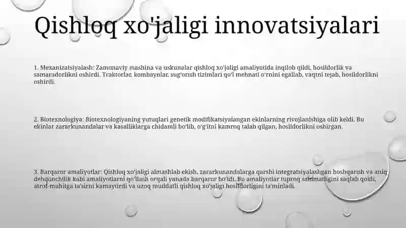 Mustaqillik Yillarida Qishloq Xo‘Jaligi Va San'At Sohasidagi O‘Zgarishlar 2