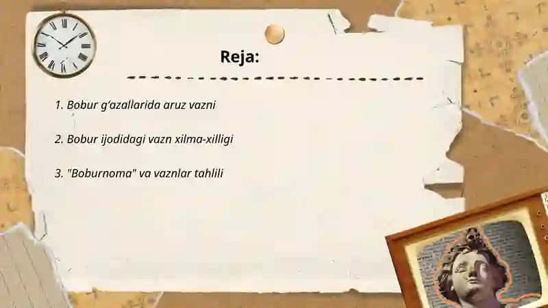 Bobur gʻazallarining vazn xususiyatlarini oʻrgnish 2