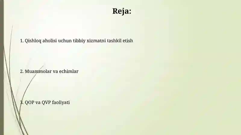 Qishloq aholisiga tibbiy xizmatni tashkil qilish 2