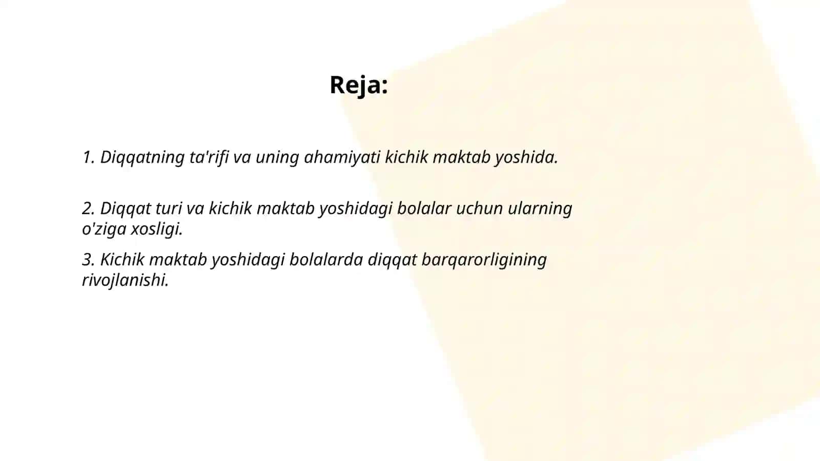 Kichik maktab yoshidagi bolalarda diqqat barqarorligini rivojlanishining psixologik xususiyatlari 2