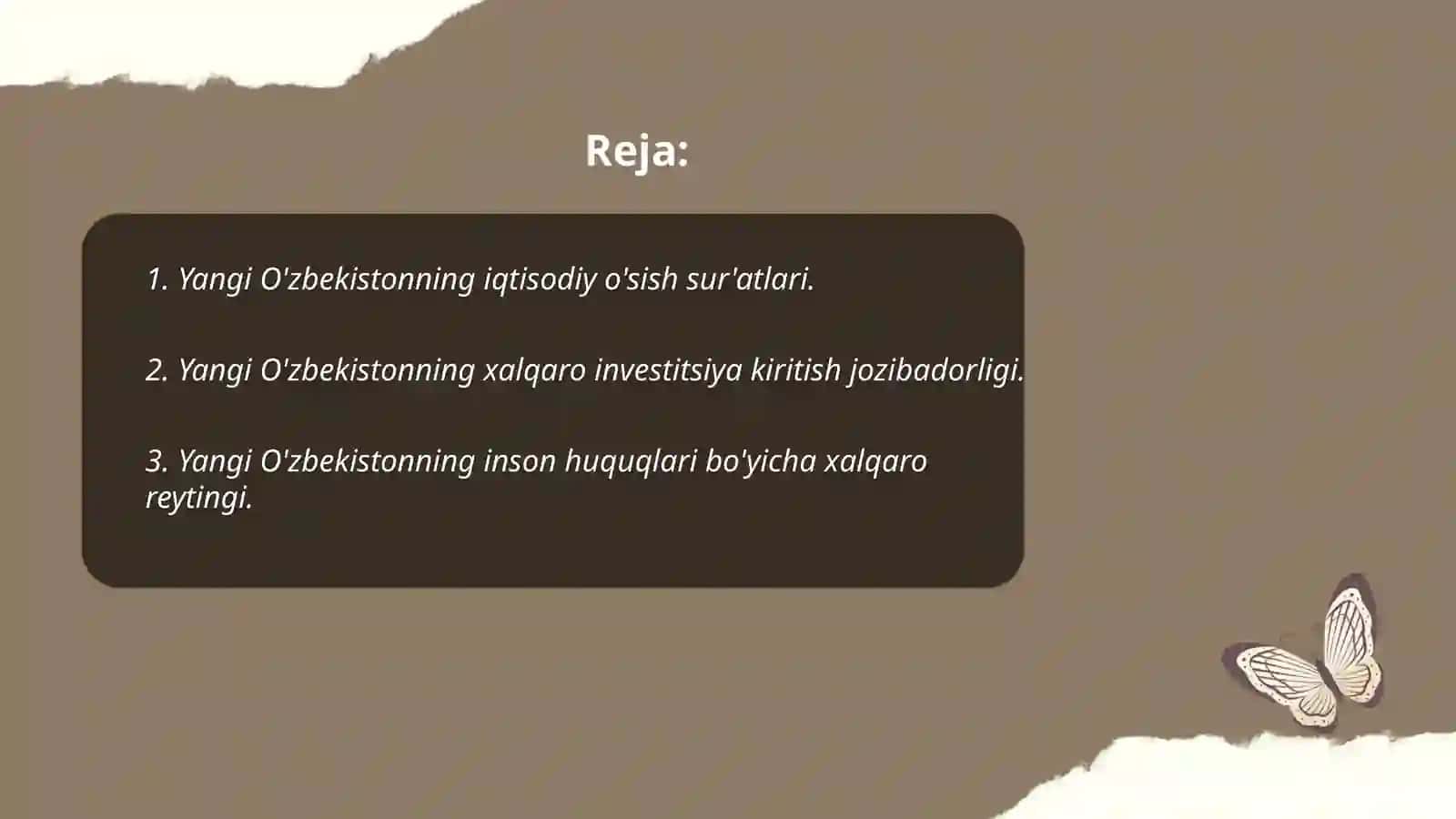 Yangi O'zbekiston ijtimoiy-siyosiy,iqtisodiy va madaniy hayotda ro'y berayotgan o'zgarishlarning xalqaro reyting va indekslarda aks etishi 2