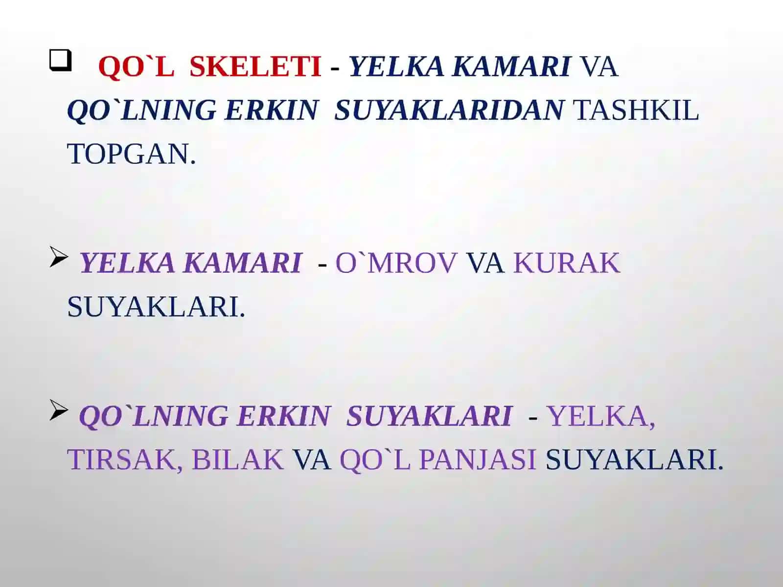 Osteologiya.Qo’l suyaklariningtuzilishi 2