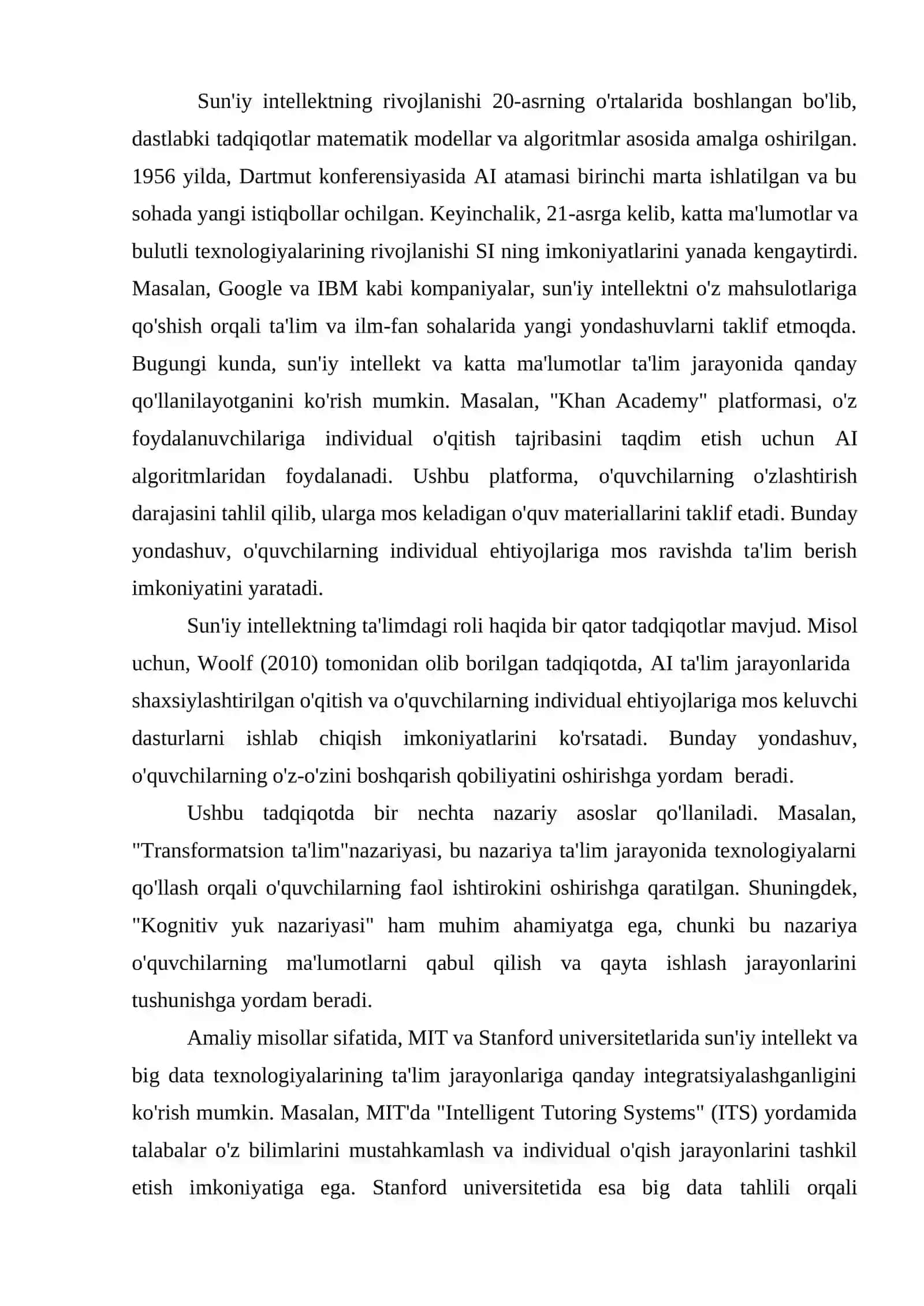 SUN'IY INTELLEKT, BIG DATA VA ZAMONAVIY AXBOROT - KOMMUNIKATSIYA TEXNOLOGIYALARINING FAN HAMDA TA'LIM INTEGRATSIYASIDAGI ROLI 2