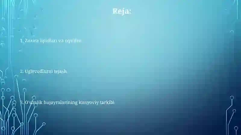 Oʻsimlik hujayra sinovlari - kimyoviy tarkibi va zaxira moddalari 2