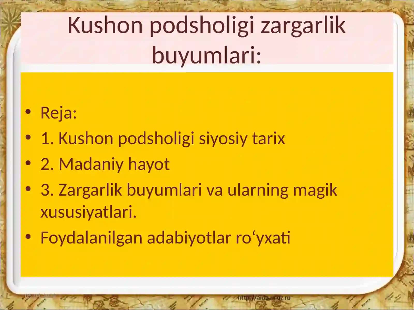 Kushon podsholigi zargarlik buyumlari dissertatsiyasi 2