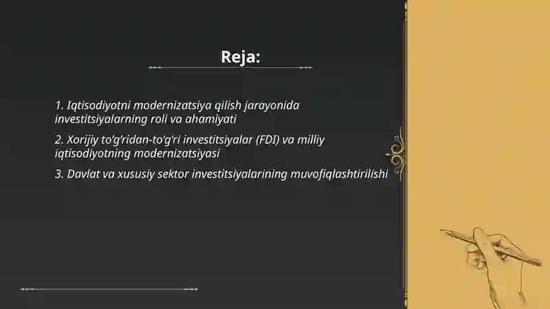 Iqtisodiyotni modernizatsiya qilish sharoitida investitsiyalar va ularning ahamiyati 2