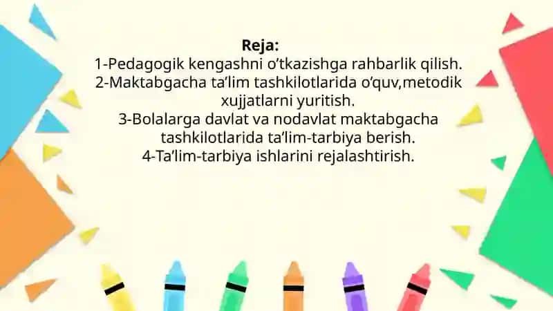 Maktabgacha ta'lim tashkilotlari bo'yicha metodik ishlar 2
