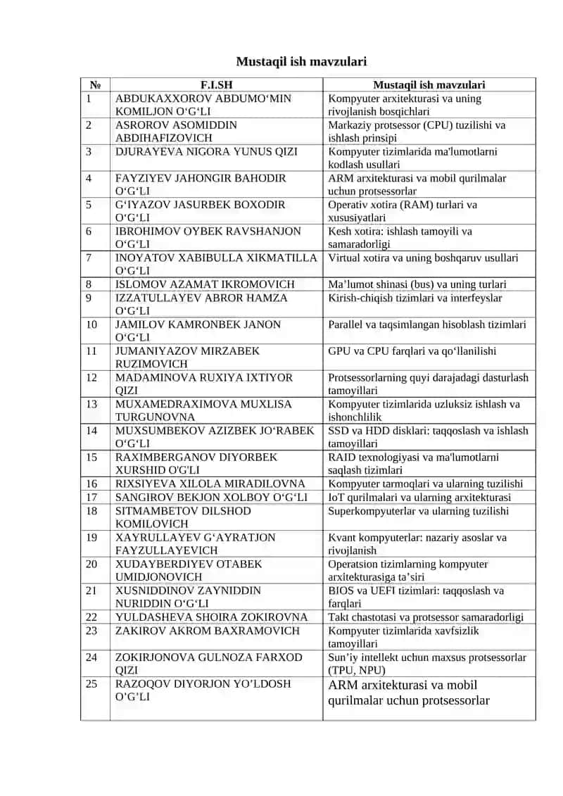 Kompyuter arxitekturasi va uning rivojlanish bosqichlari 2