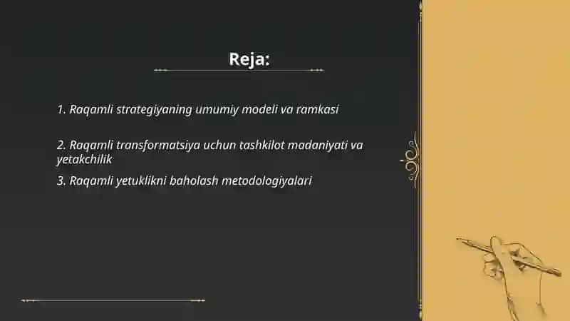 Raqamli strategiyaning umumiy modeli va ramkasi 2
